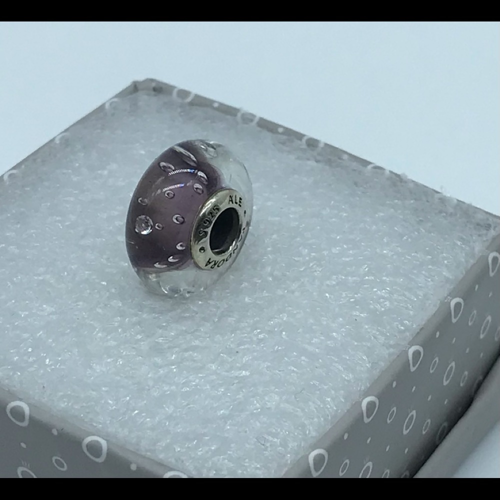 Pandora, “Dark Purple Effervescence” Murano Glass Charm S925ALE, #791616 M3
